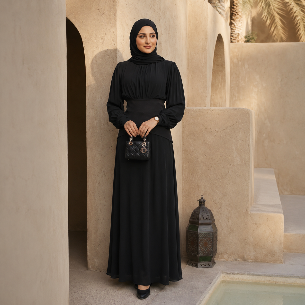 Chiffon Maxi Dress (Black)