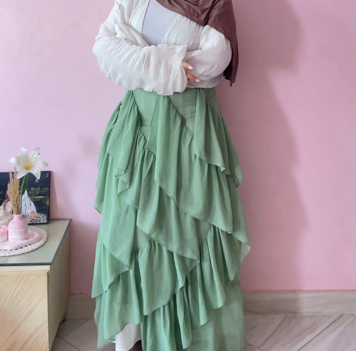 Mint Breeze Ruffle Skirt