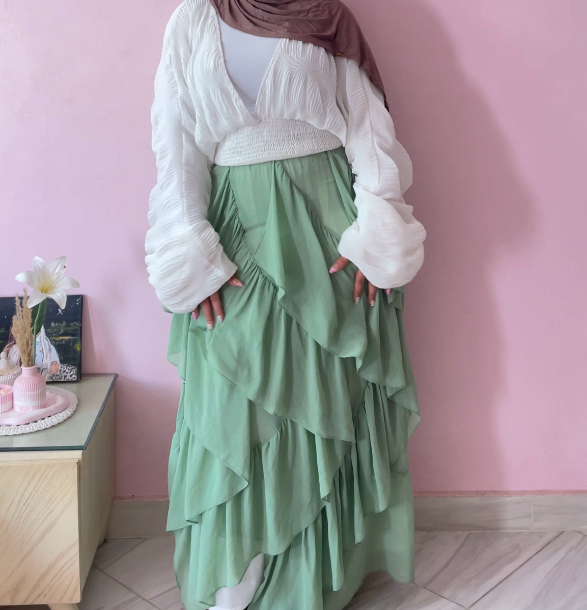 Mint Breeze Ruffle Skirt