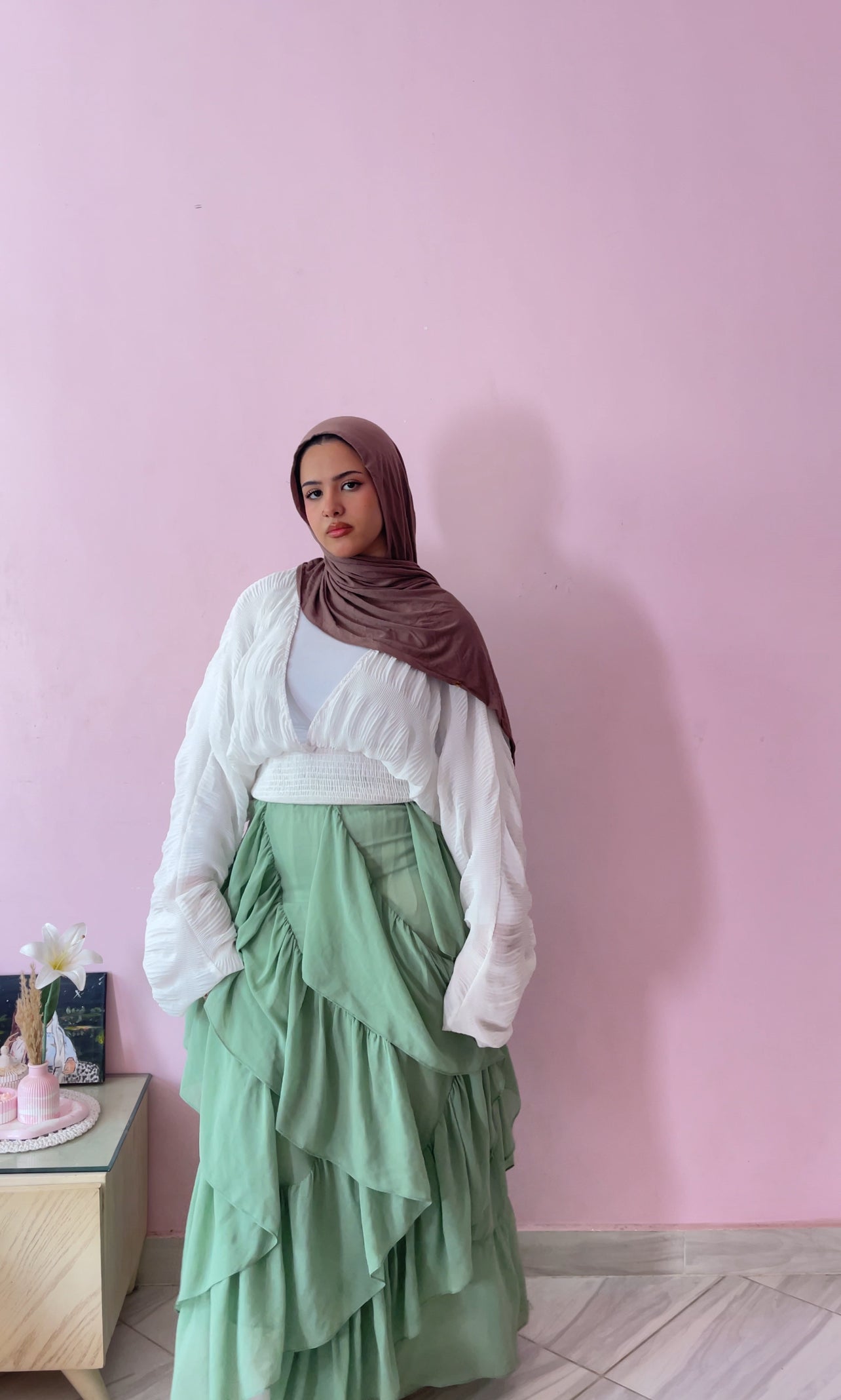 Mint Breeze Ruffle Skirt