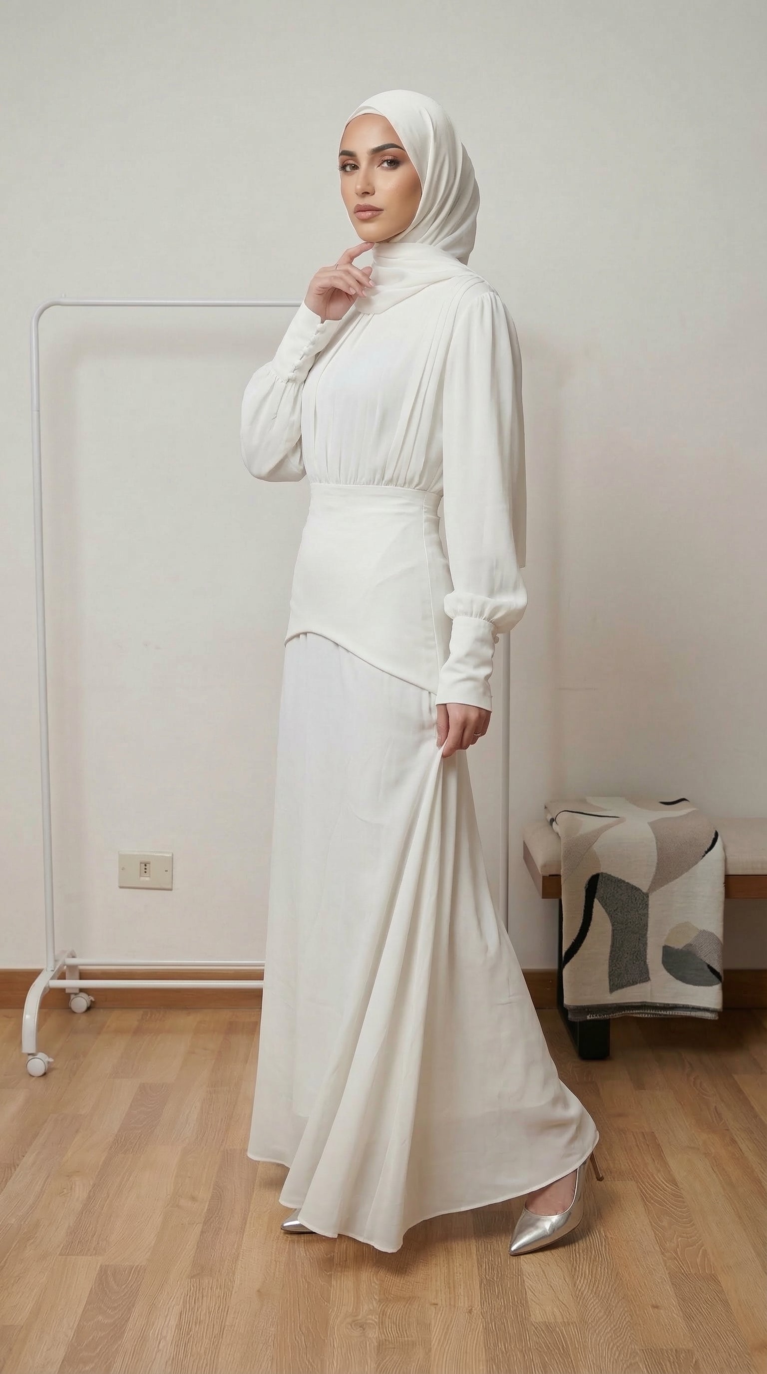 Chiffon Maxi Dress (Off White)