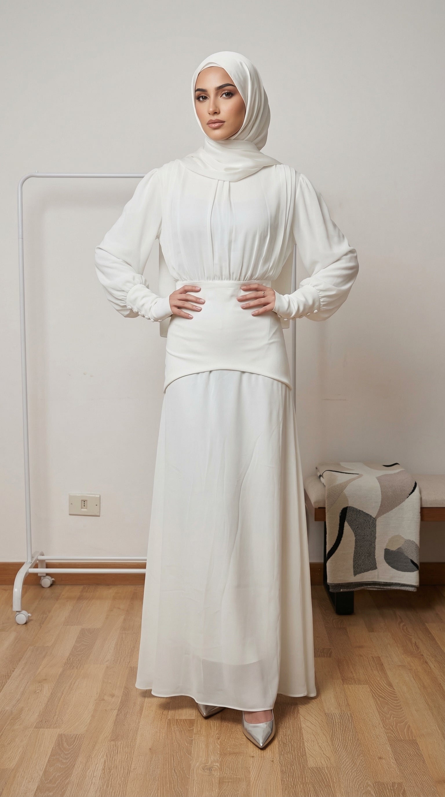 Chiffon Maxi Dress (Off White)