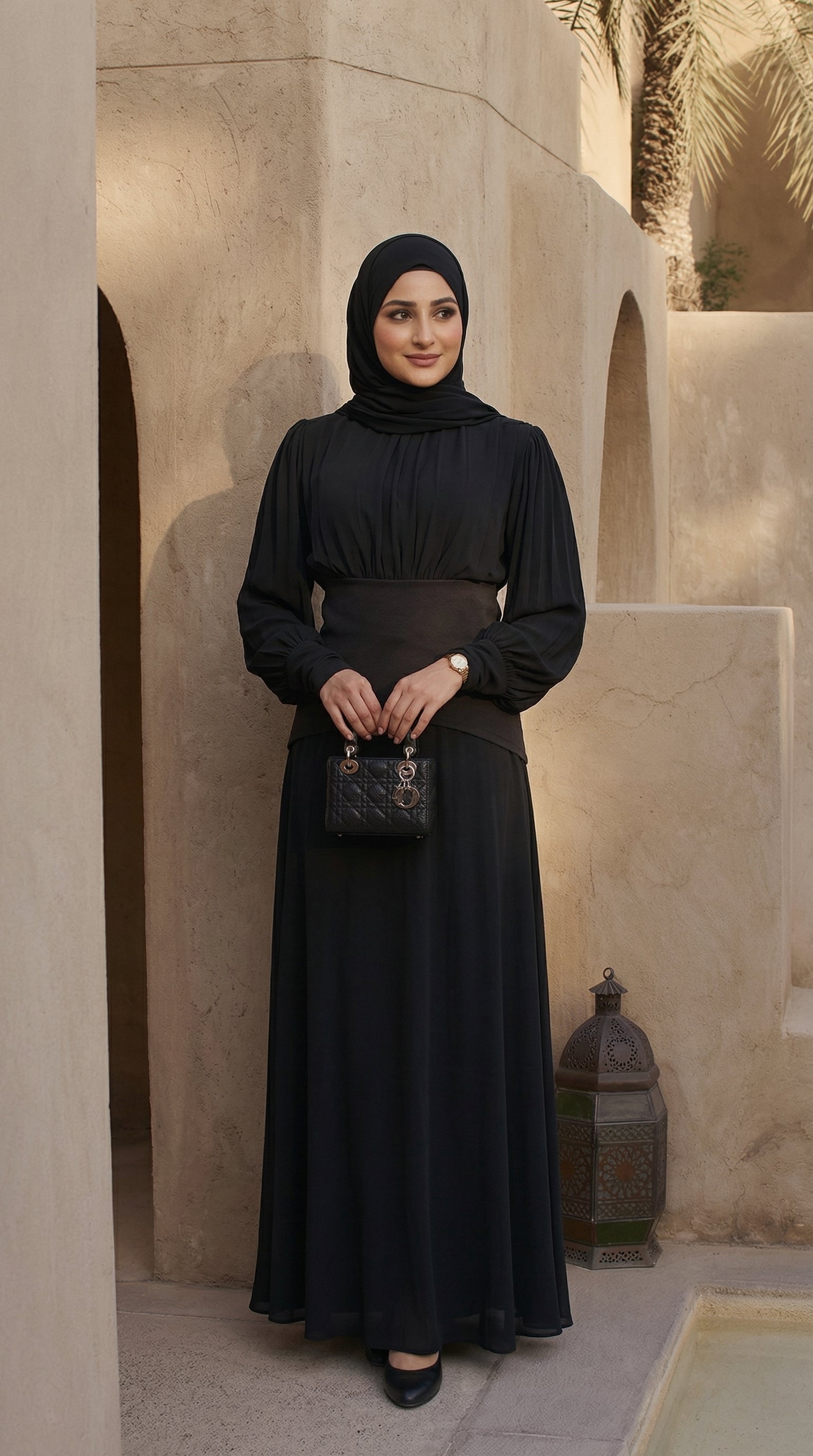 Chiffon Maxi Dress (Black)