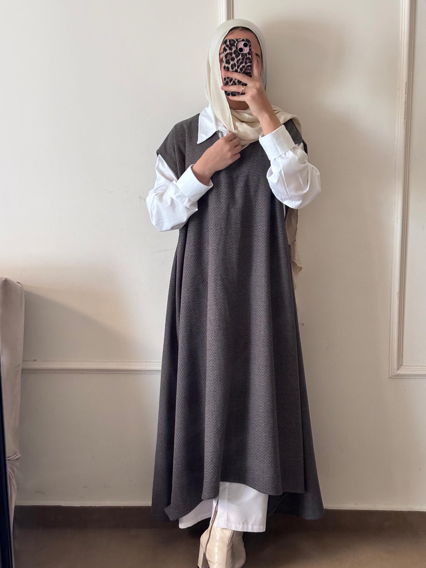wool dress & basic chemise set