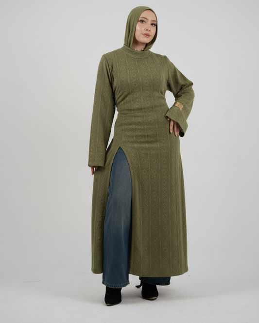 Diamond Knit Dress –Sage Green