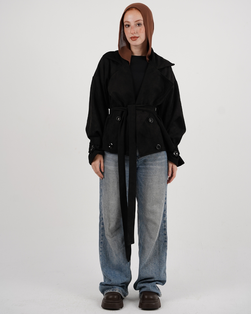 Adele Suede Jacket - Black