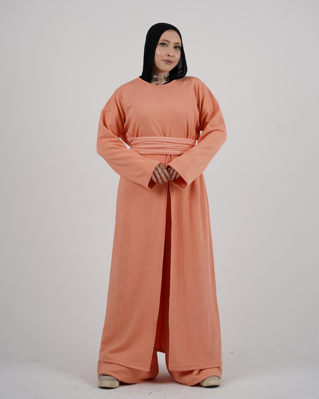 Mira Ribbed Set - Peach