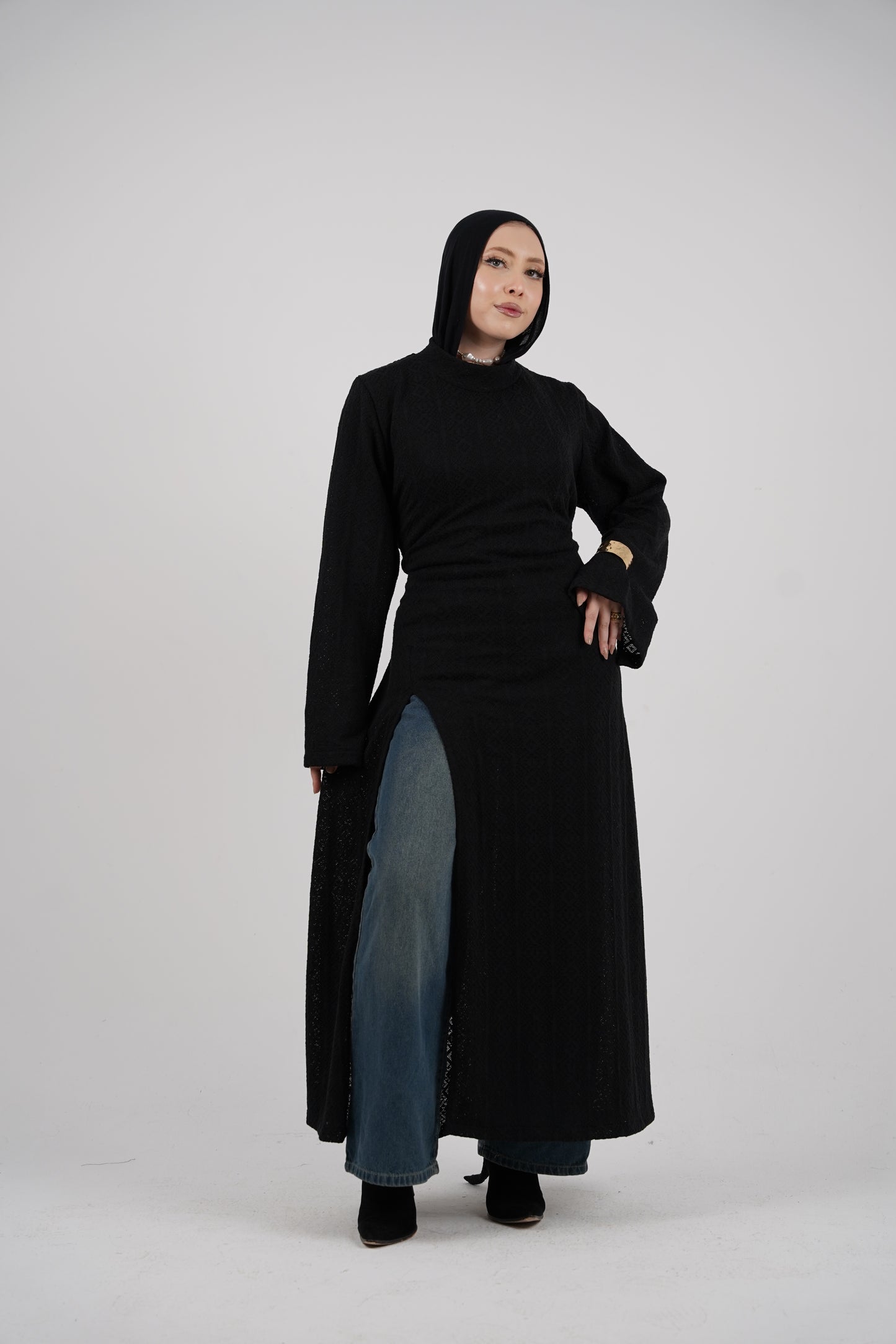 Diamond Knit Dress – Black