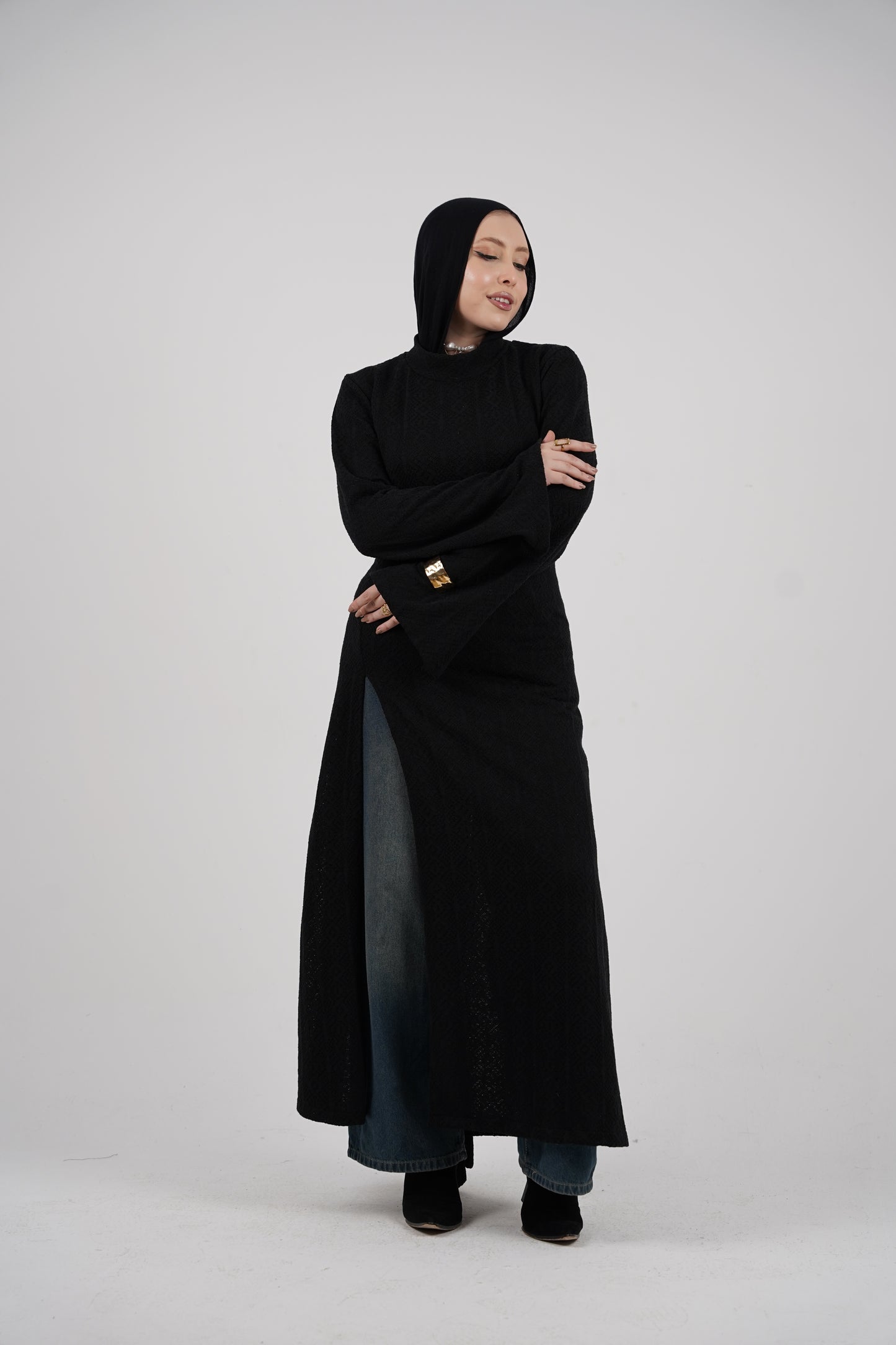 Diamond Knit Dress – Black