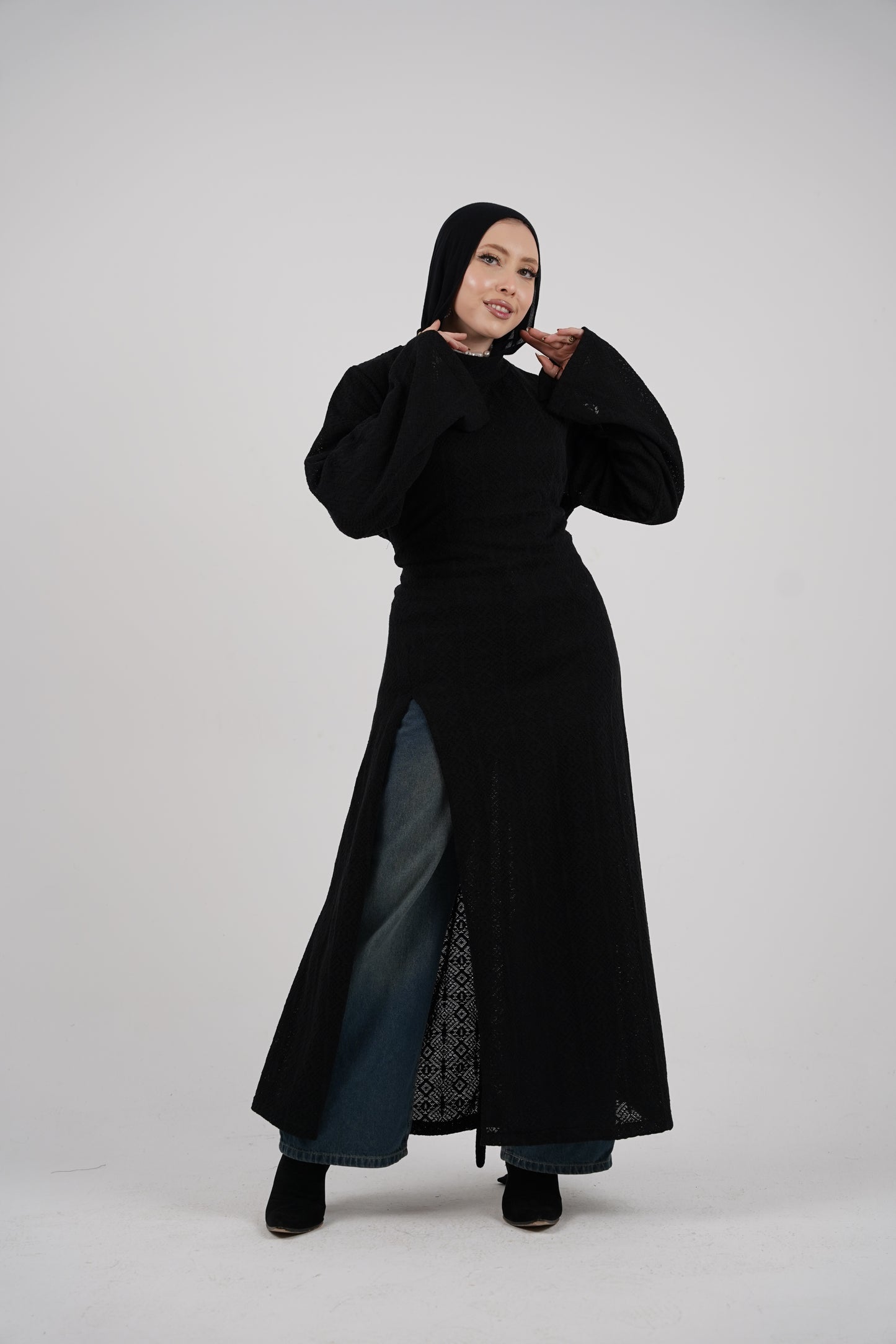 Diamond Knit Dress – Black