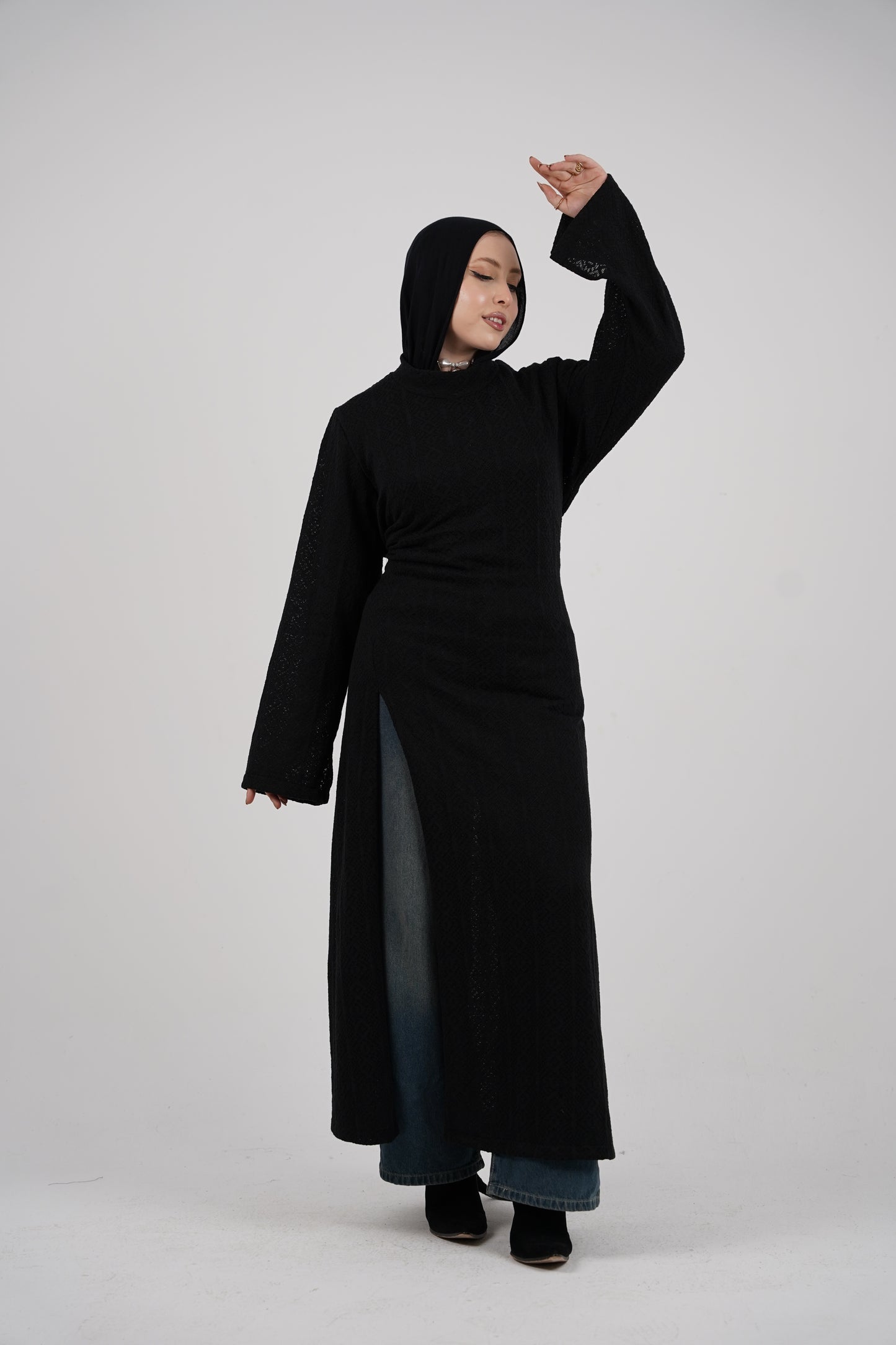 Diamond Knit Dress – Black