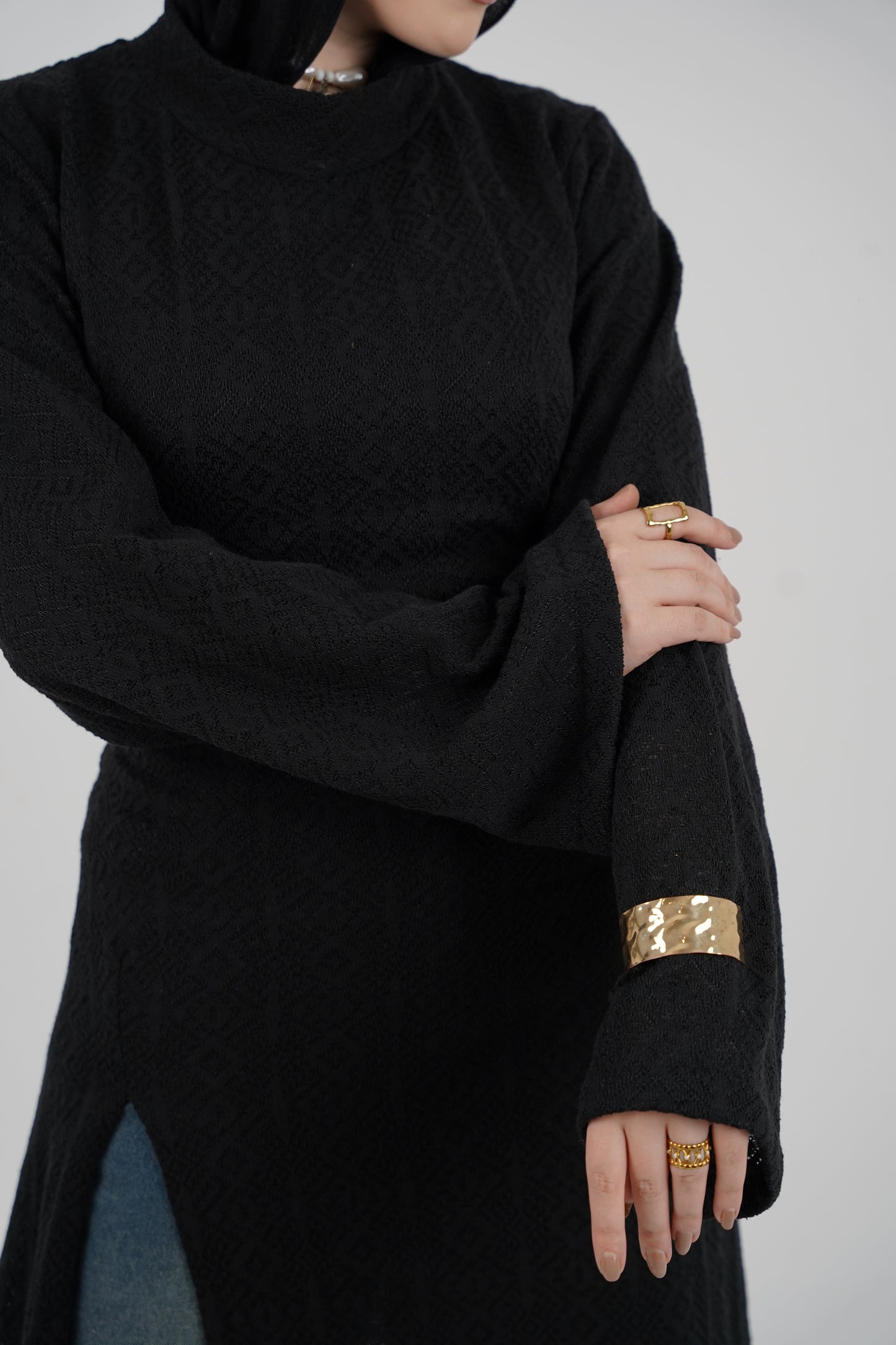 Diamond Knit Dress – Black