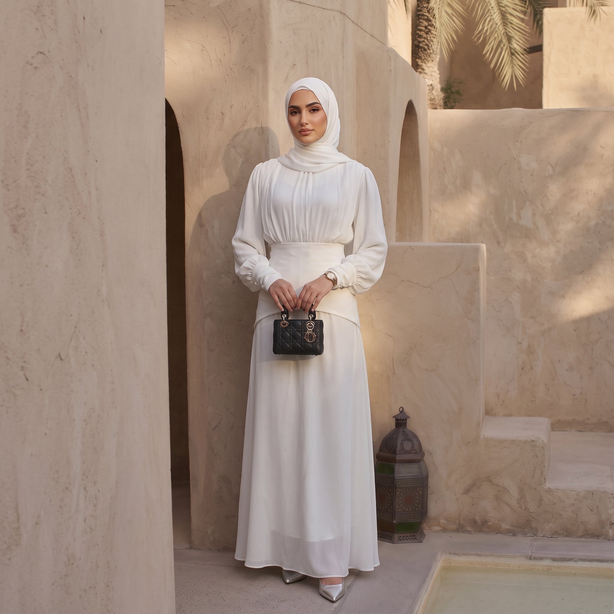Chiffon Maxi Dress (Off White)