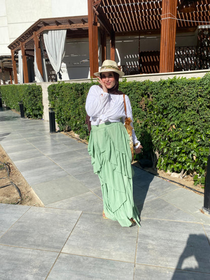 Mint Breeze Ruffle Skirt