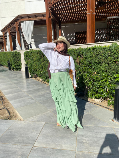 Mint Breeze Ruffle Skirt