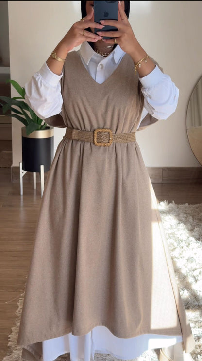 wool dress & basic chemise set