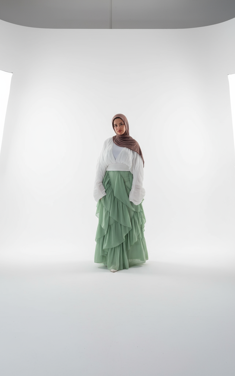 Mint Breeze Ruffle Skirt