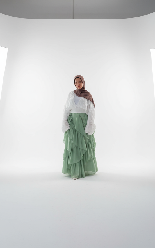 Mint Breeze Ruffle Skirt