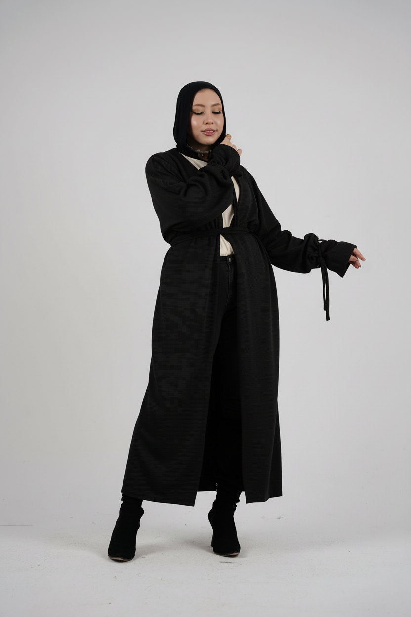 Ribbed Wrap cardigan - Black