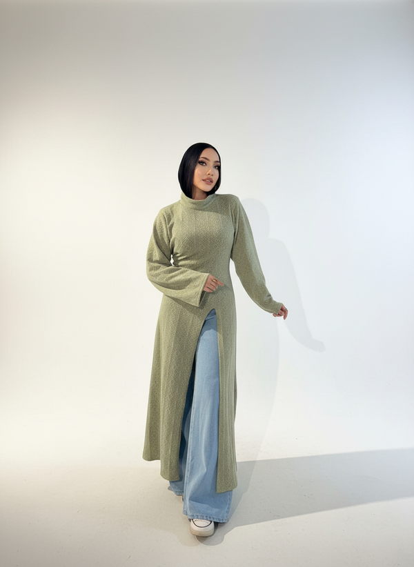 Diamond Knit Dress –Mint Green