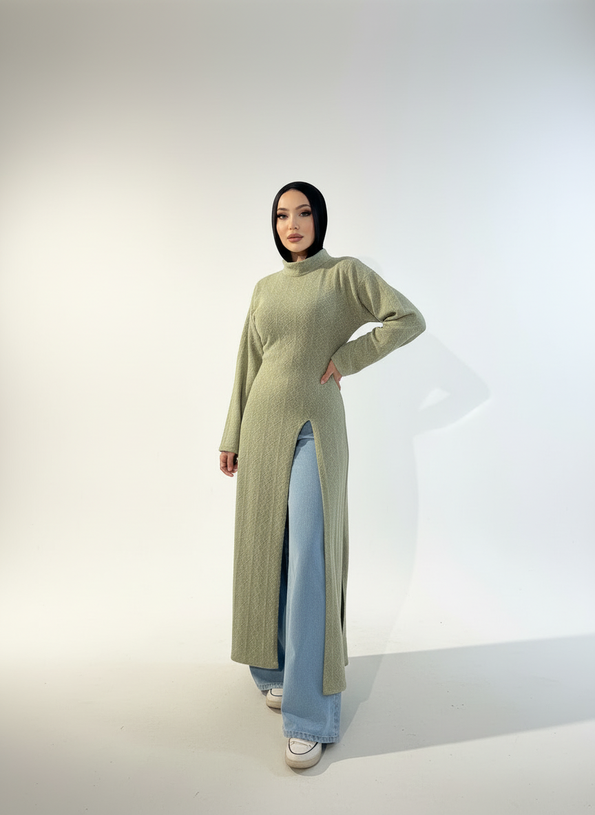 Diamond Knit Dress –Mint Green